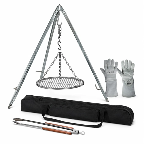 Outdoor Cooking Tripod and Grilling Kit